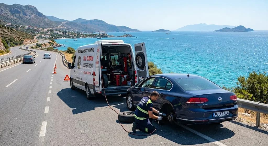 Ege Sahil Yolunda Lastik Patlarsa Ne Yapılmalı? (7/24 Mobil Tamir Rehberi)